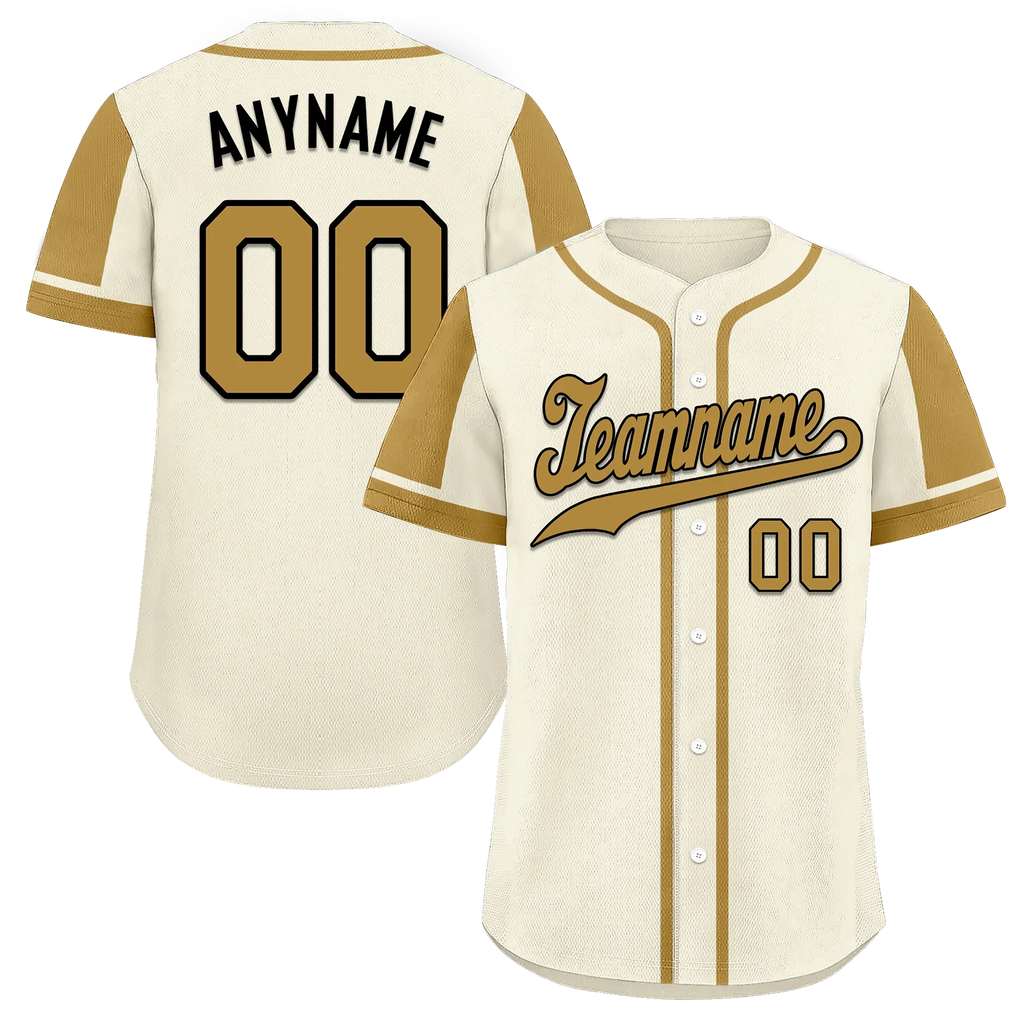 Custom Beige Raglan Sleeves Personalized Authentic Baseball Jersey BSBJ01-D017201 - Coolcustomize