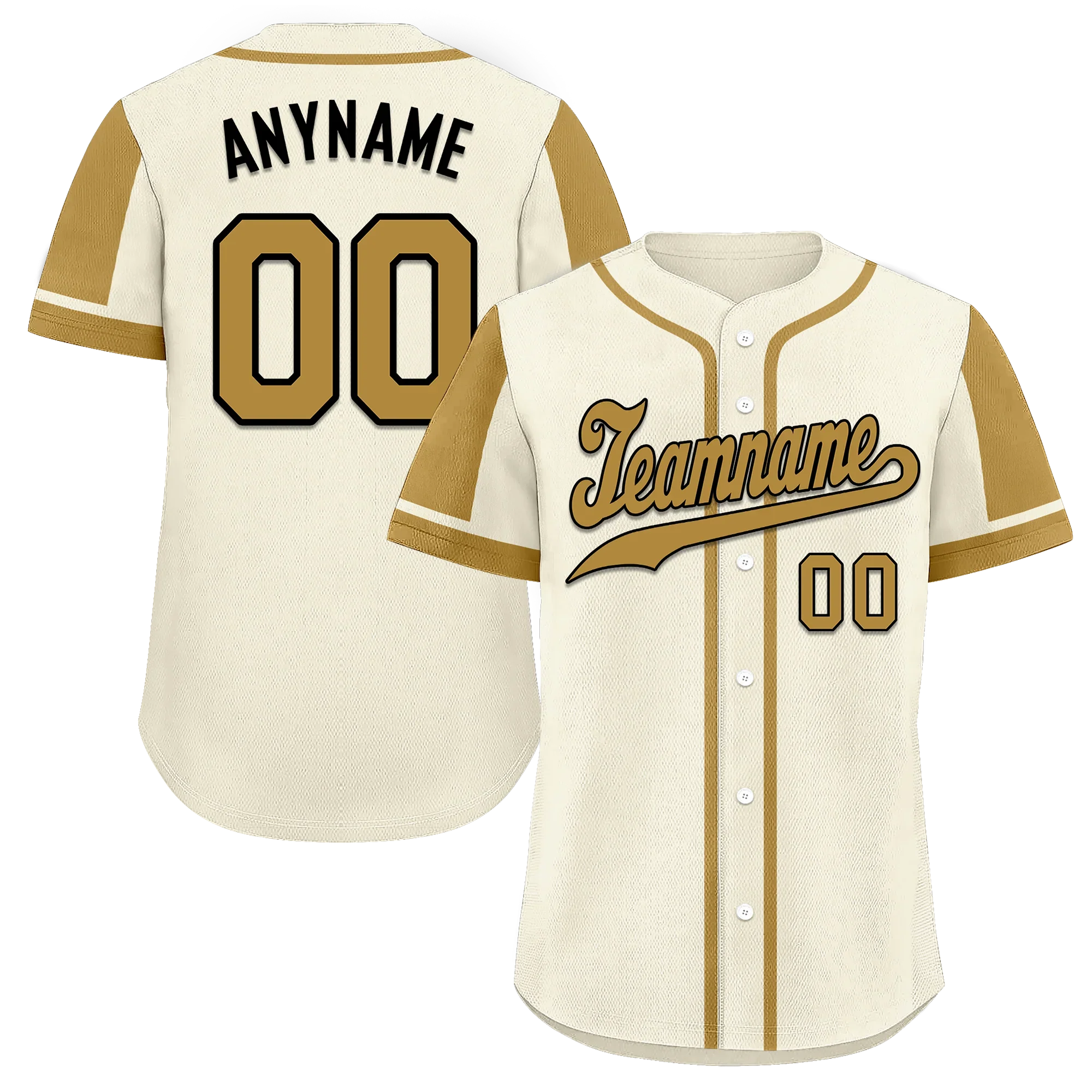 Custom Beige Raglan Sleeves Personalized Authentic Baseball Jersey BSBJ01-D017201 - Coolcustomize