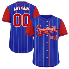 Custom Blue Red Stripe Fashion Personalized Authentic Baseball Jersey BSBJ01-D017215