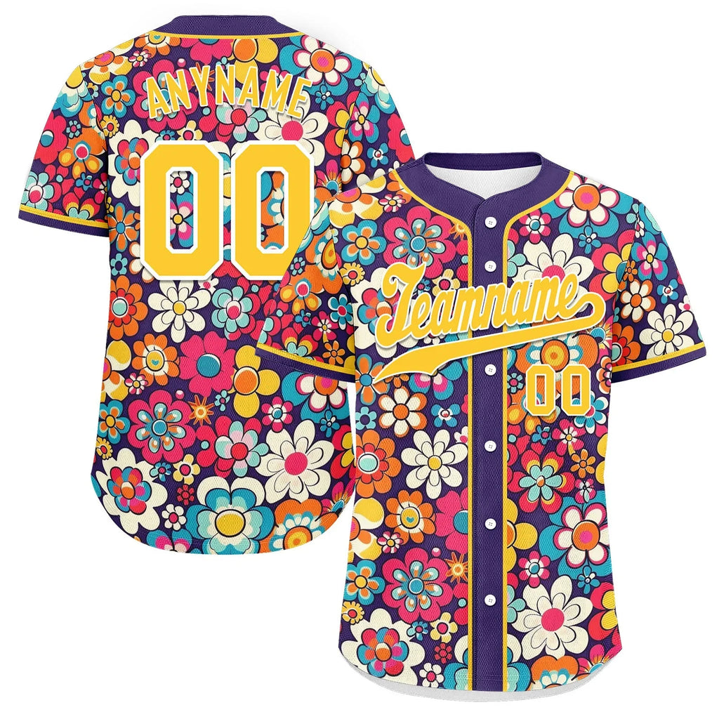 Custom Graffiti Pattern Abstract Floral Patterns Personalized Authentic Baseball Jersey BSBJ01-D020171-6 - Coolcustomize