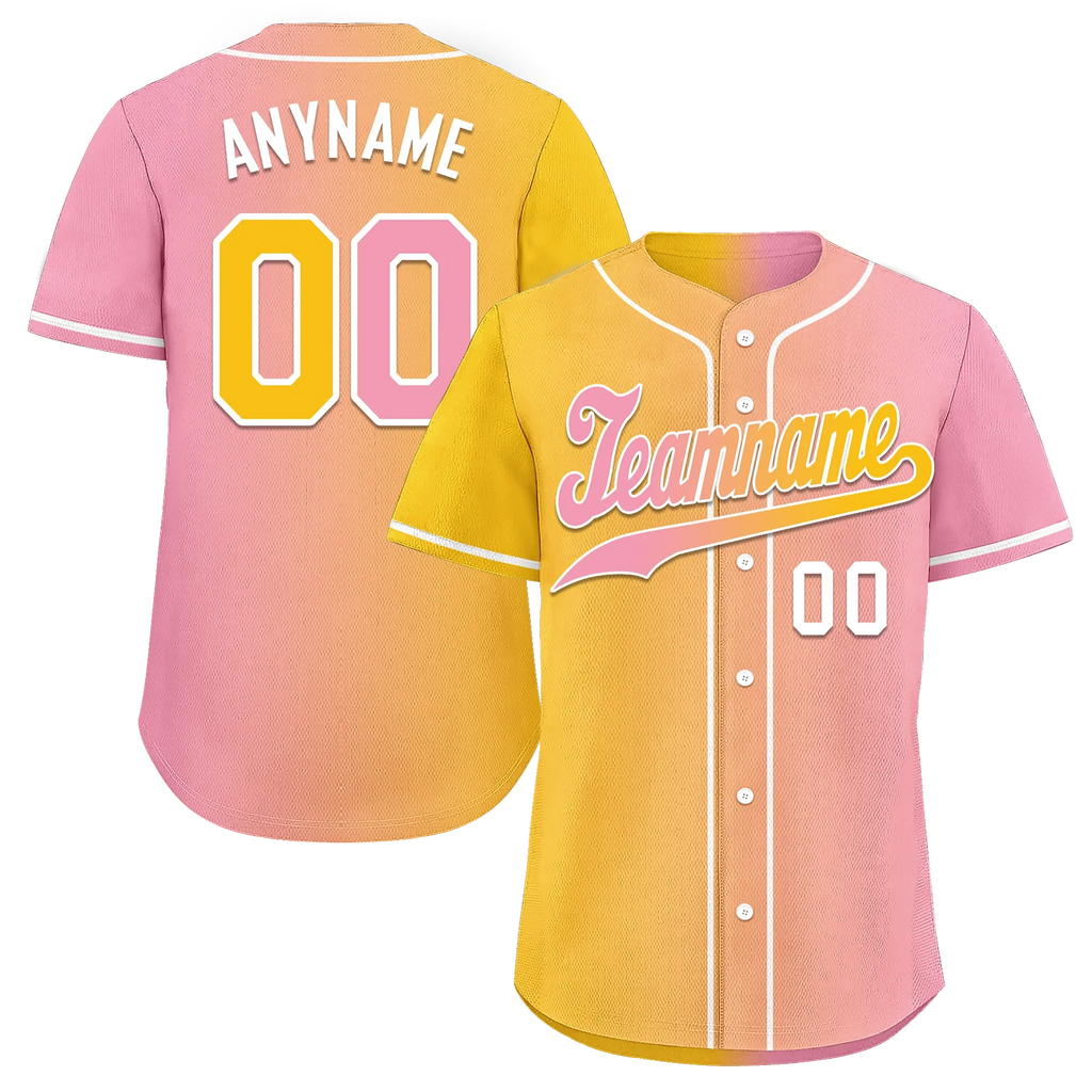 Custom Yellow Pink Gradient Fashion Personalized Authentic Baseball Jersey BSBJ01-D0a7aac - Coolcustomize
