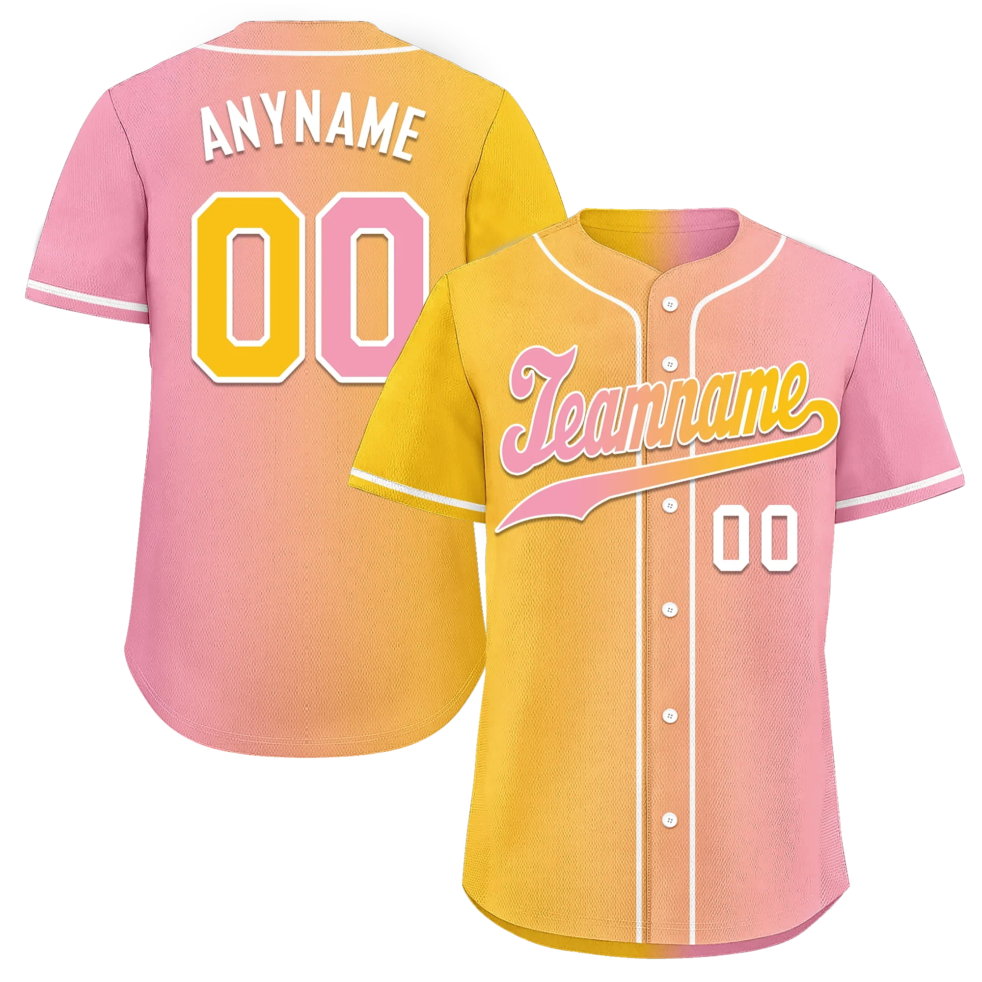 Custom Yellow Pink Gradient Fashion Personalized Authentic Baseball Jersey BSBJ01-D0a7aac - Coolcustomize
