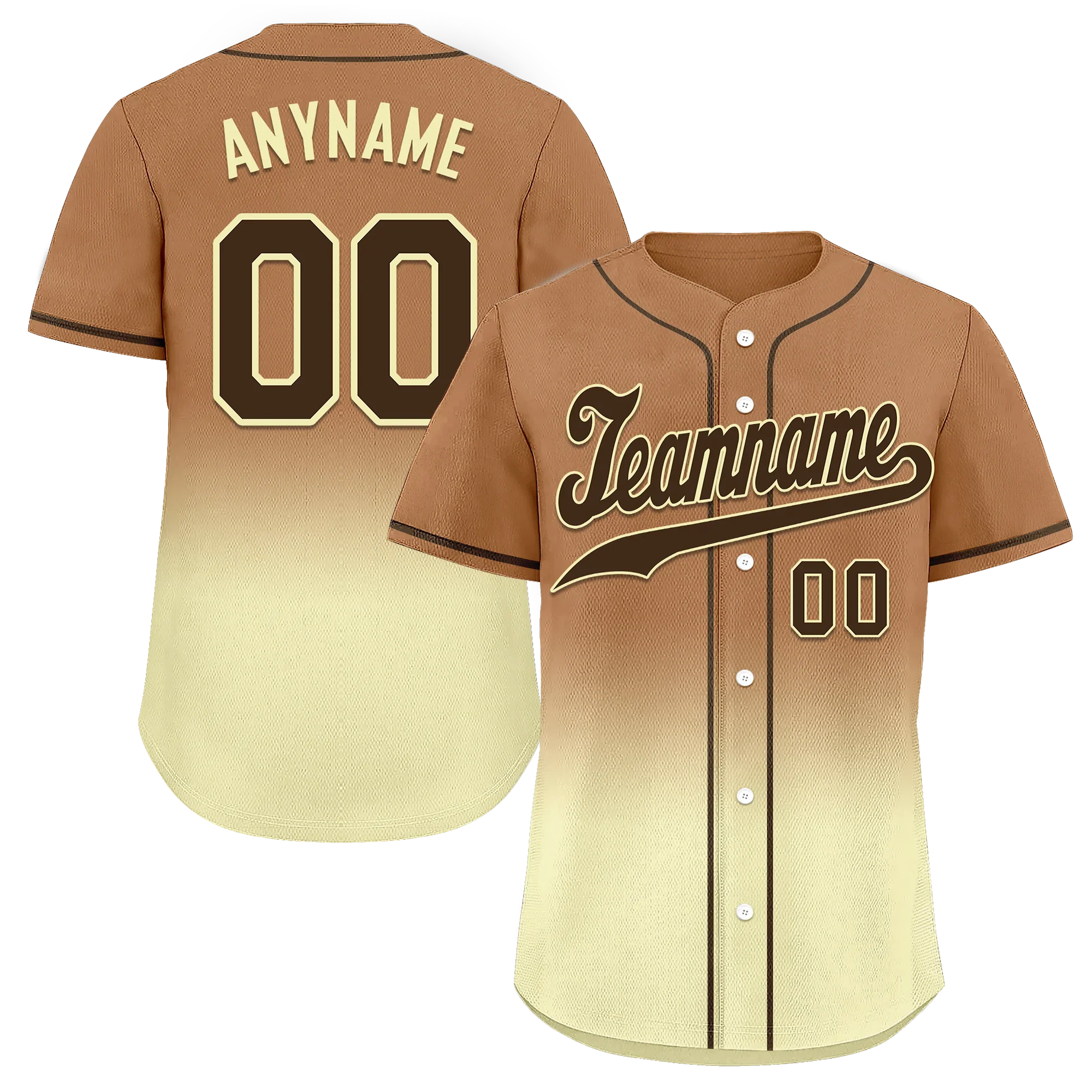 Custom Brown Yellow Fade Fashion Personalized Authentic Baseball Jersey BSBJ01-D0a70ff - Coolcustomize