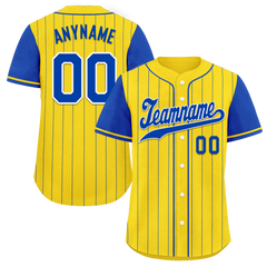 Custom Yellow Blue Stripe Fashion Personalized Authentic Baseball Jersey BSBJ01-D017240