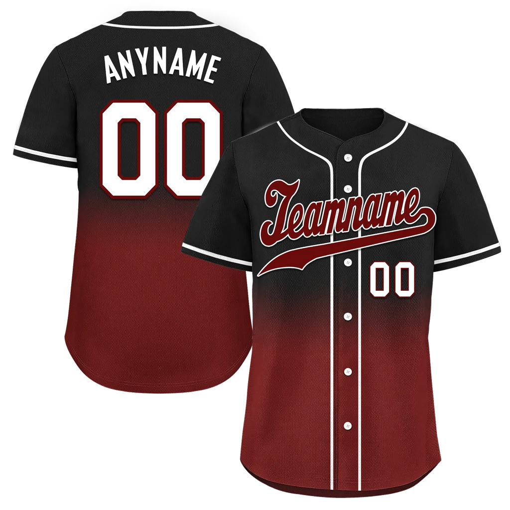 Custom Black Red Fade Fashion Personalized Authentic Baseball Jersey BSBJ01-D0a70f0 - Coolcustomize