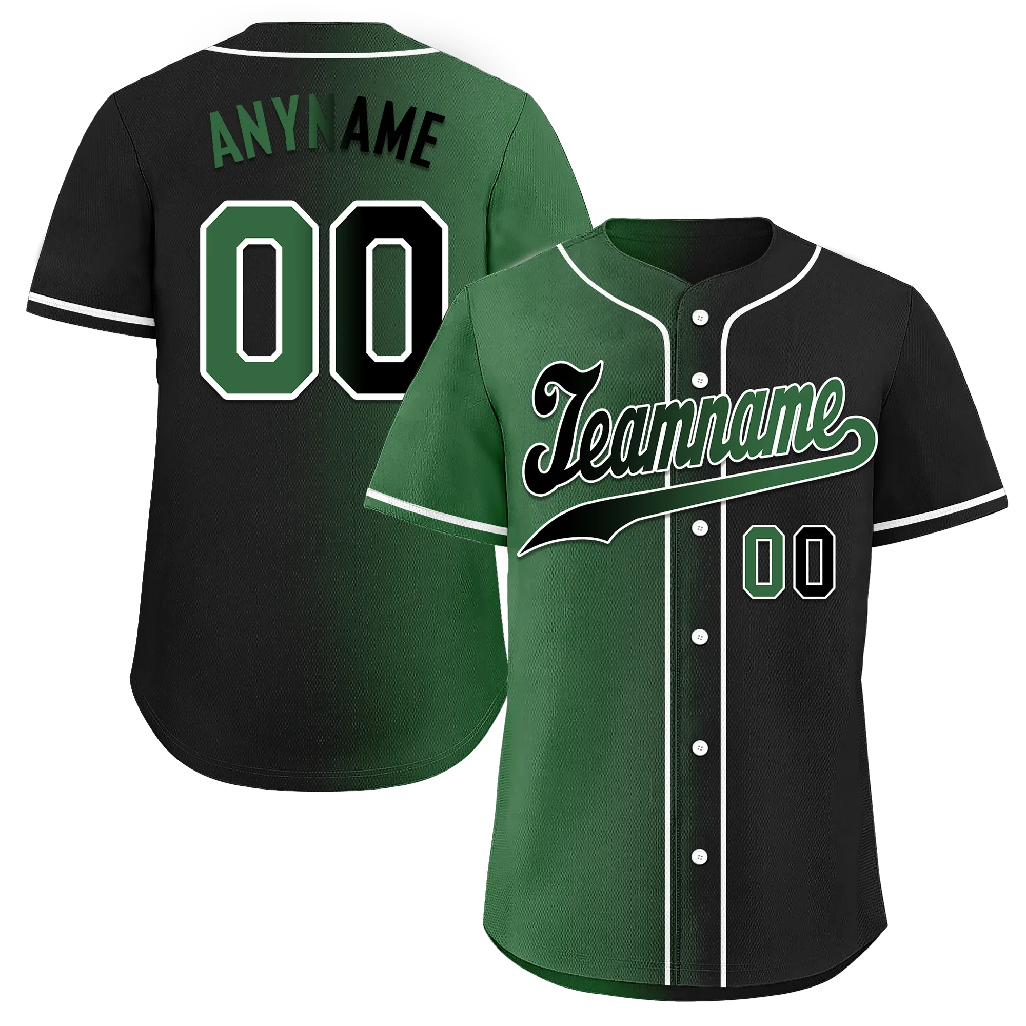 Custom Green Black Gradient Fashion Personalized Authentic Baseball Jersey BSBJ01-D0a707c - Coolcustomize