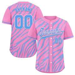 Custom Pink Blue Zebra Pattern Personalized Authentic Baseball Jersey BSBJ01-D020201-18