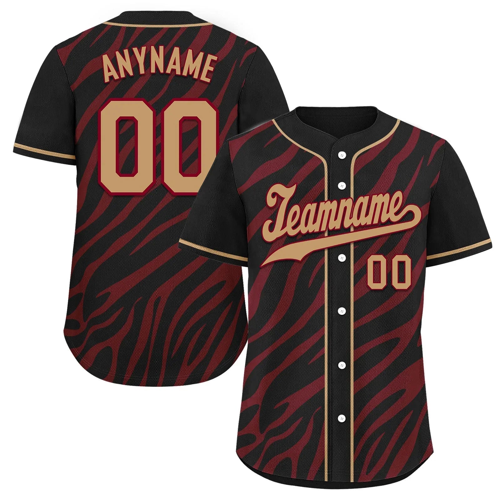 Custom Black Burgundy Zebra Pattern Personalized Authentic Baseball Jersey BSBJ01-D020201-9 - Coolcustomize