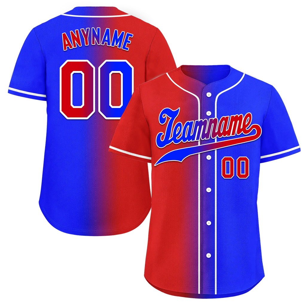 Custom Red Blue Gradient Fashion Personalized Authentic Baseball Jersey BSBJ01-D0a707b - Coolcustomize