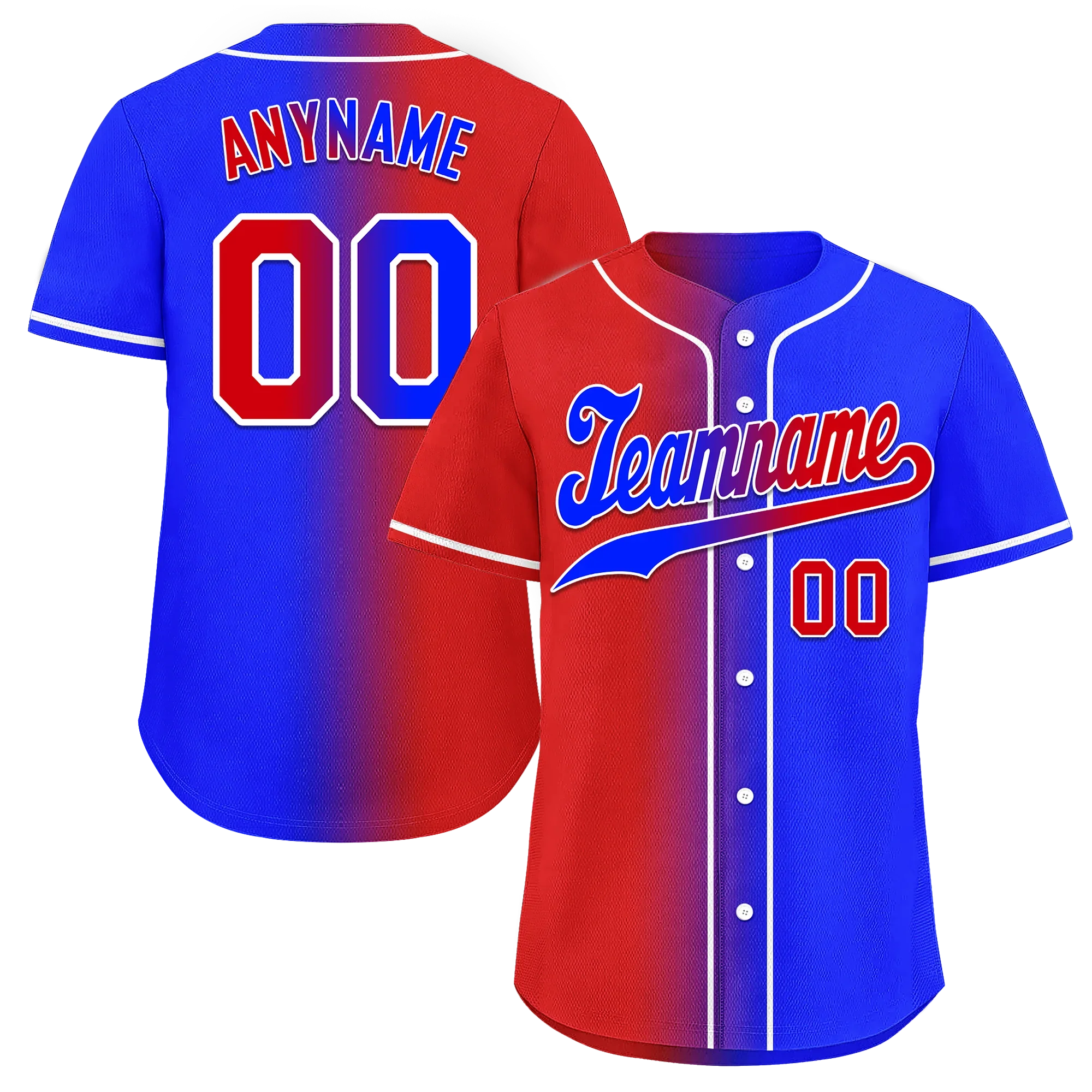 Custom Red Blue Gradient Fashion Personalized Authentic Baseball Jersey BSBJ01-D0a707b - Coolcustomize