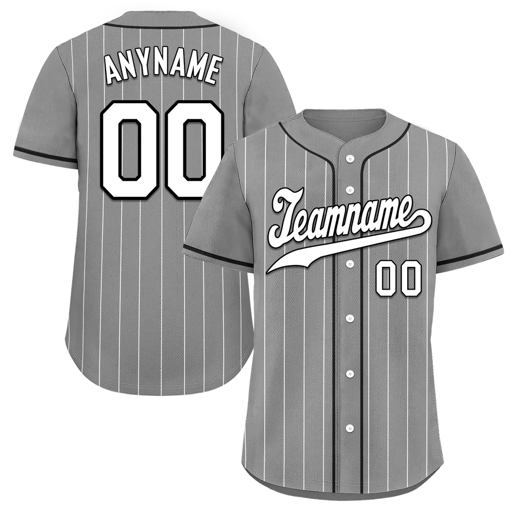 Custom Gray Stripe Fashion Personalized Authentic Baseball Jersey BSBJ01-D017244 - Coolcustomize