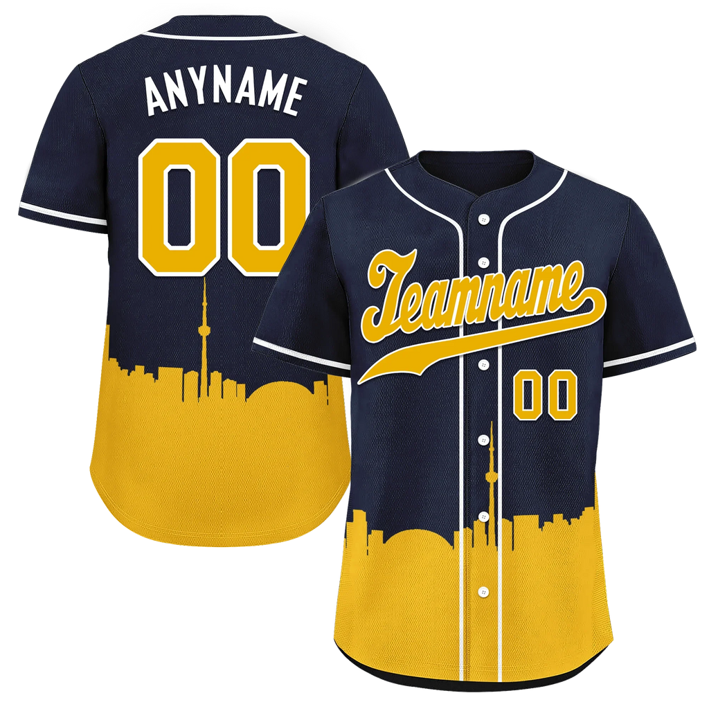 Custom Blue Yellow City Edition Personalized Authentic Baseball Jersey BSBJ01-D017135 - Coolcustomize