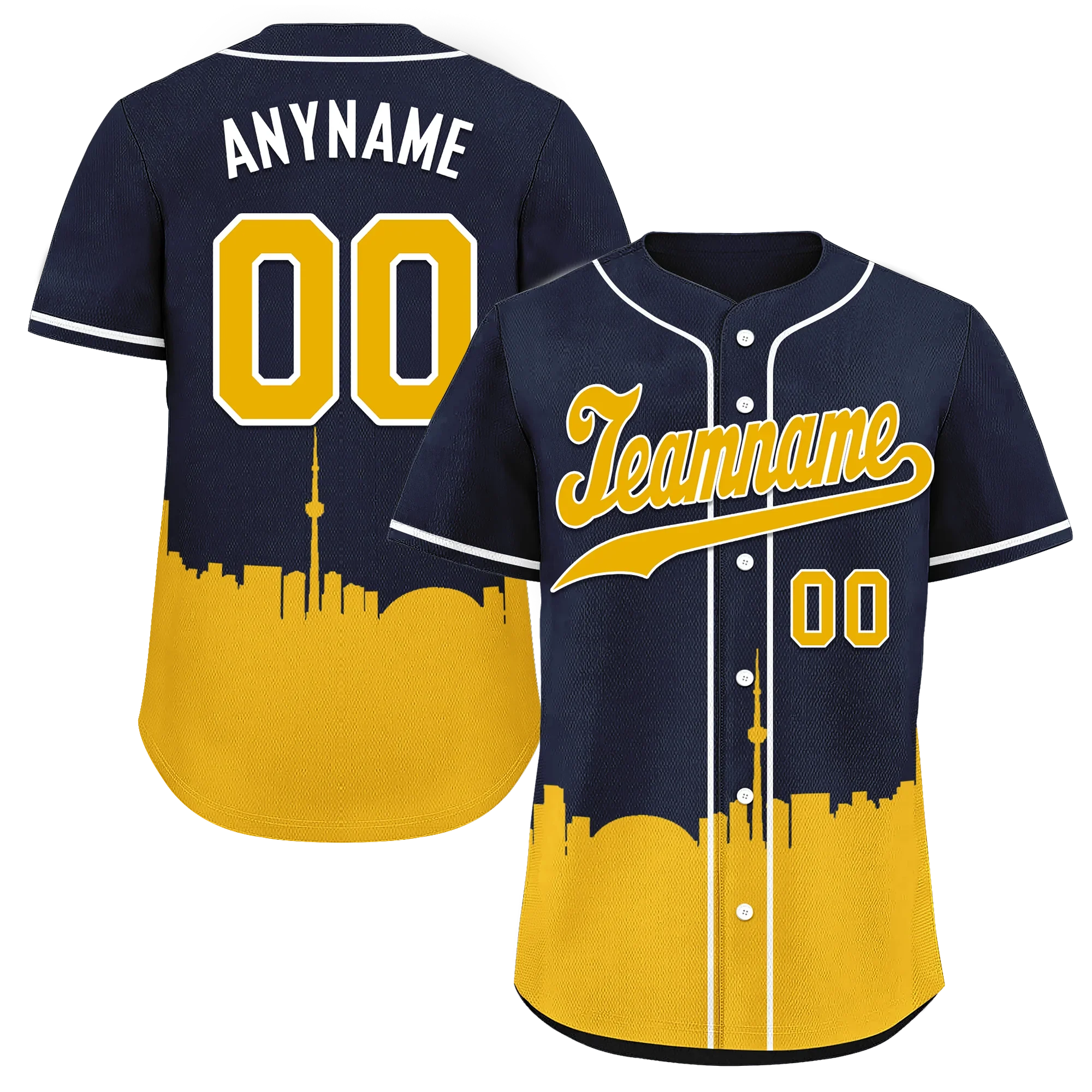 Custom Blue Yellow City Edition Personalized Authentic Baseball Jersey BSBJ01-D017135 - Coolcustomize