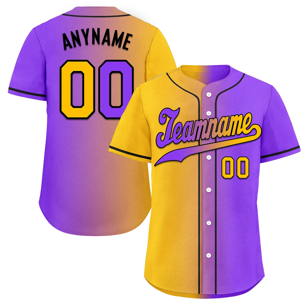 Custom Yellow Pink Gradient Fashion Personalized Authentic Baseball Jersey BSBJ01-D0a7a0a - Coolcustomize