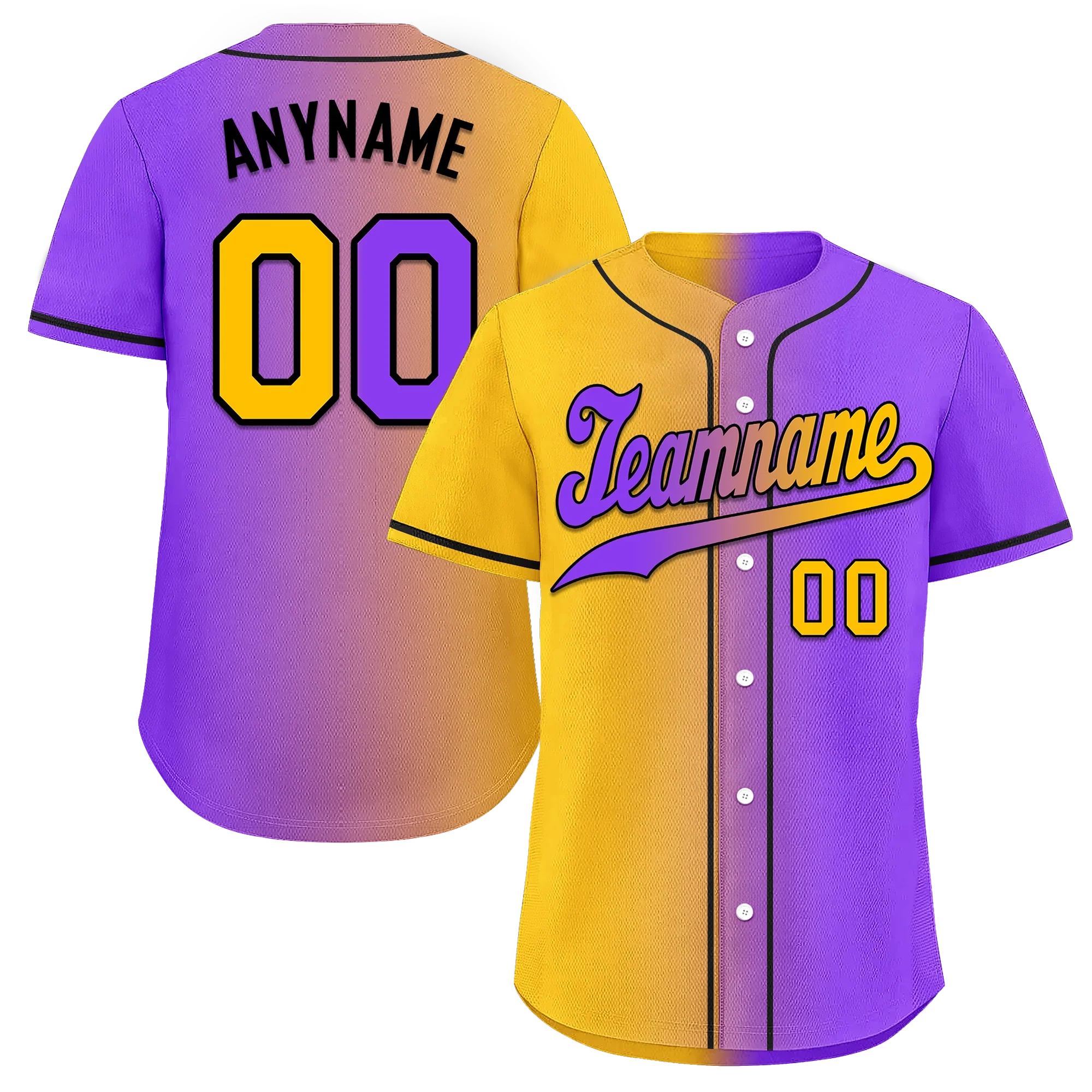Custom Yellow Pink Gradient Fashion Personalized Authentic Baseball Jersey BSBJ01-D0a7a0a - Coolcustomize