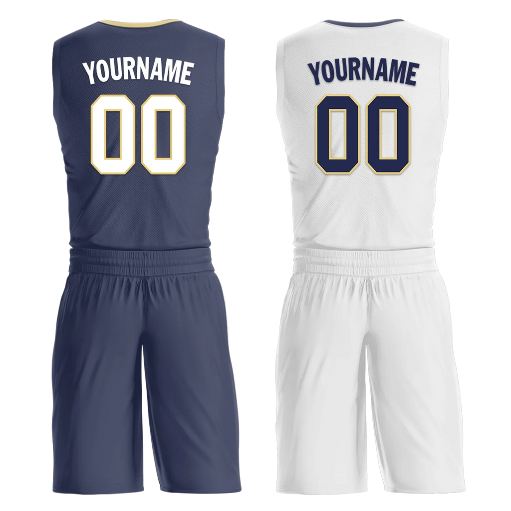 Custom Blue White Classic Style Reversible Basketball Uniform Personalized Ordinary BBJR-D017050 - Coolcustomize
