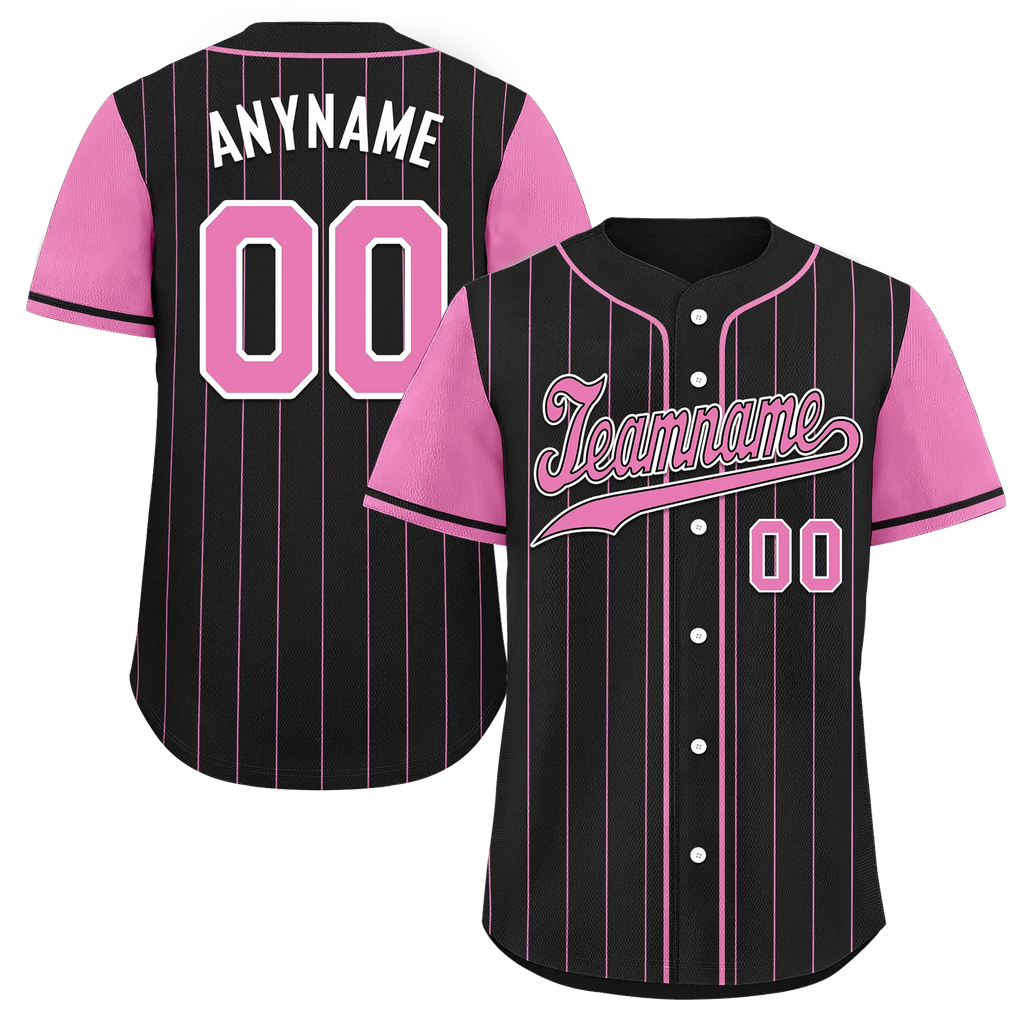 Custom Black Pink Stripe Fashion Personalized Authentic Baseball Jersey BSBJ01-D017226 - Coolcustomize