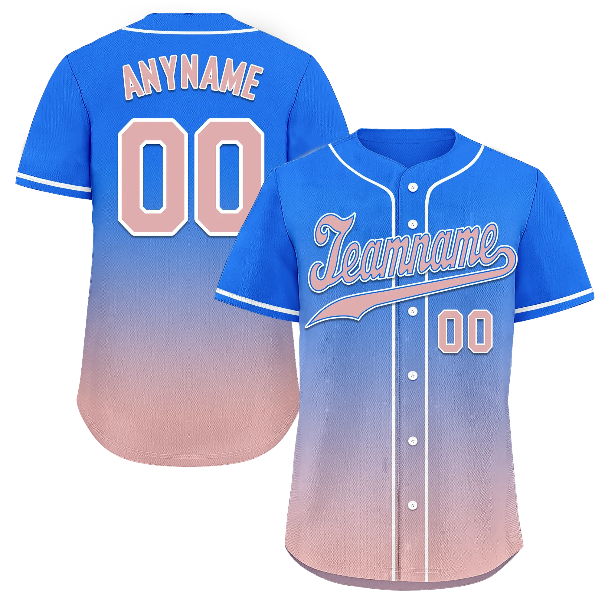 Custom Blue Pink Fade Fashion Personalized Authentic Baseball Jersey BSBJ01-D0a70e0 - Coolcustomize