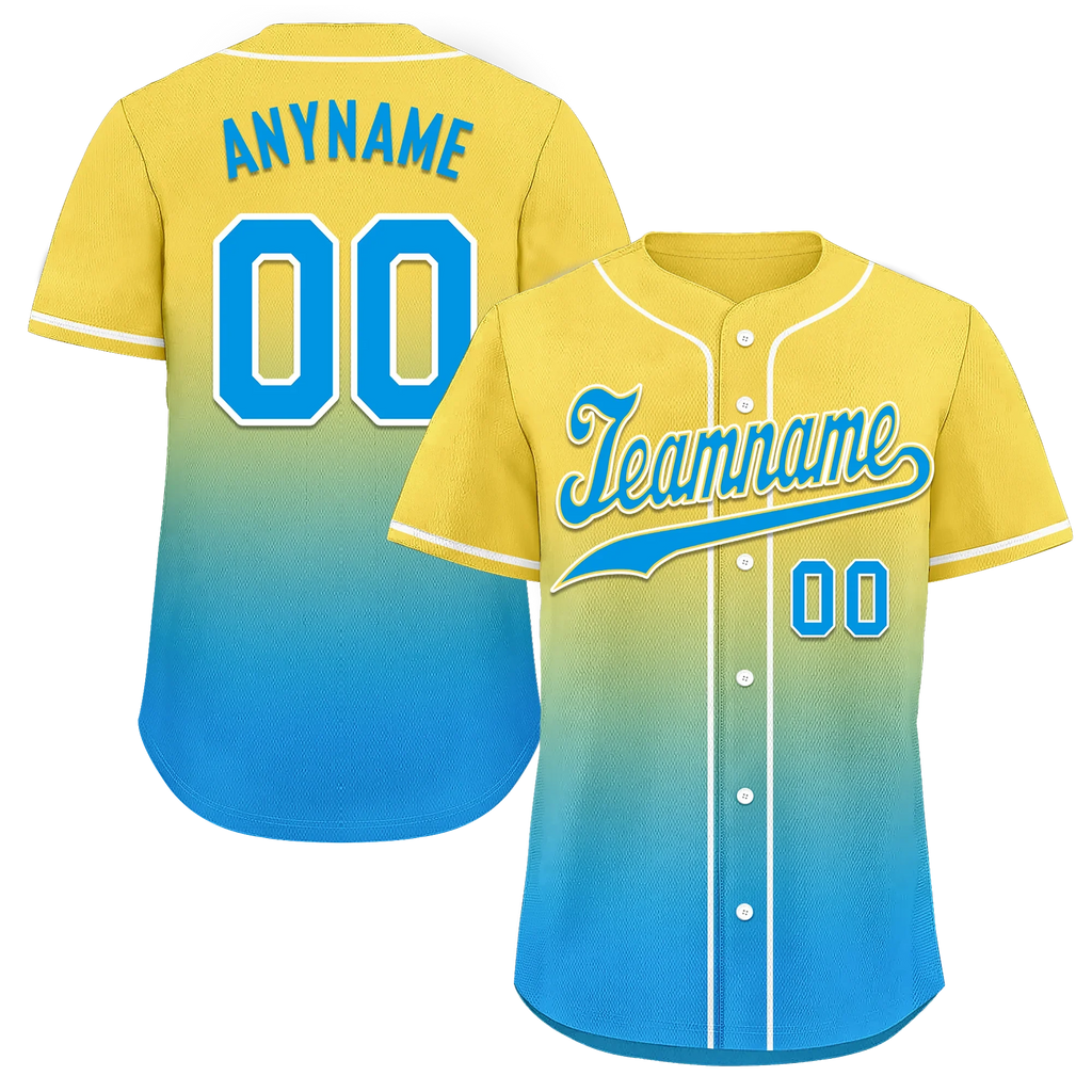 Custom Yellow Blue Fade Fashion Personalized Authentic Baseball Jersey BSBJ01-D0a70fc - Coolcustomize