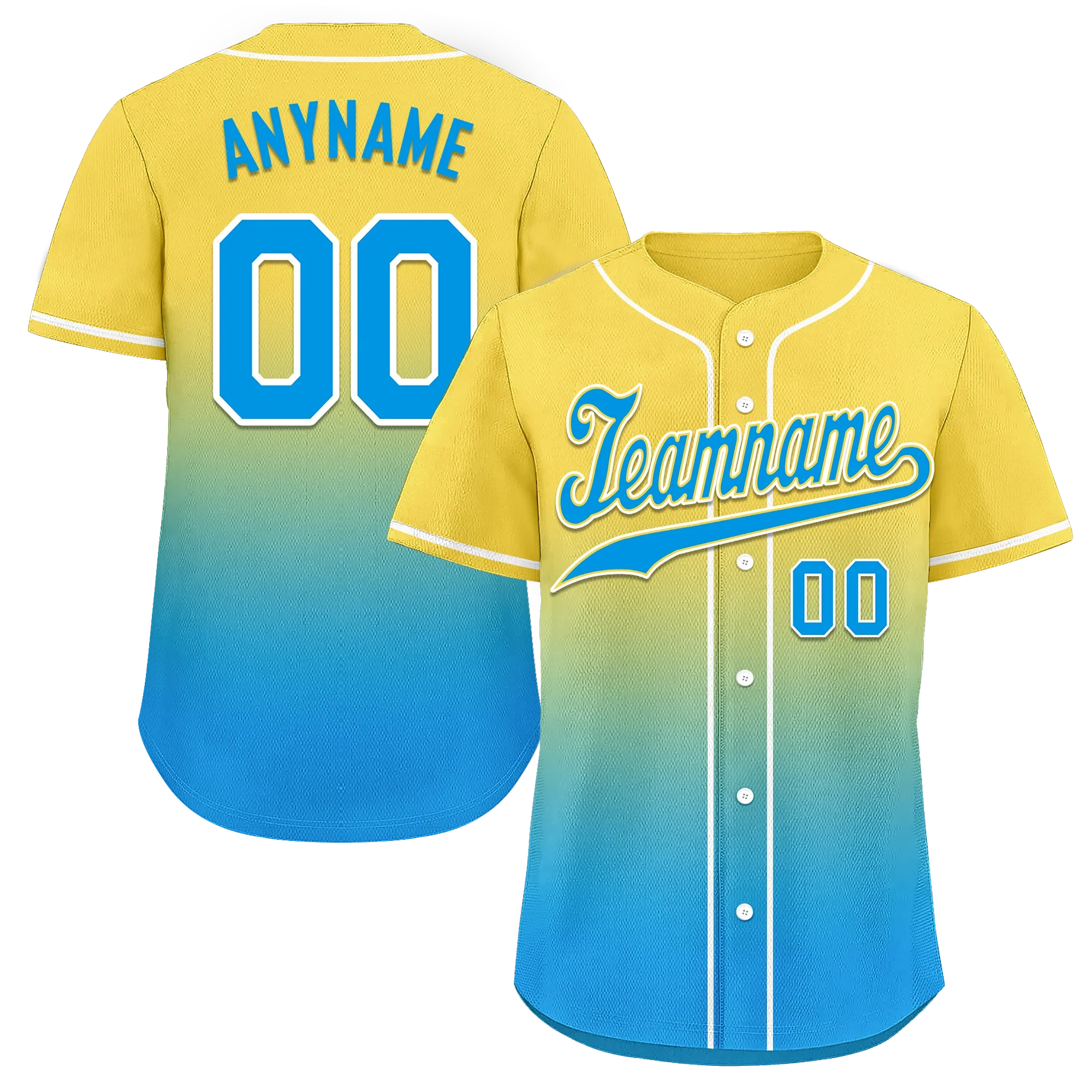 Custom Yellow Blue Fade Fashion Personalized Authentic Baseball Jersey BSBJ01-D0a70fc - Coolcustomize