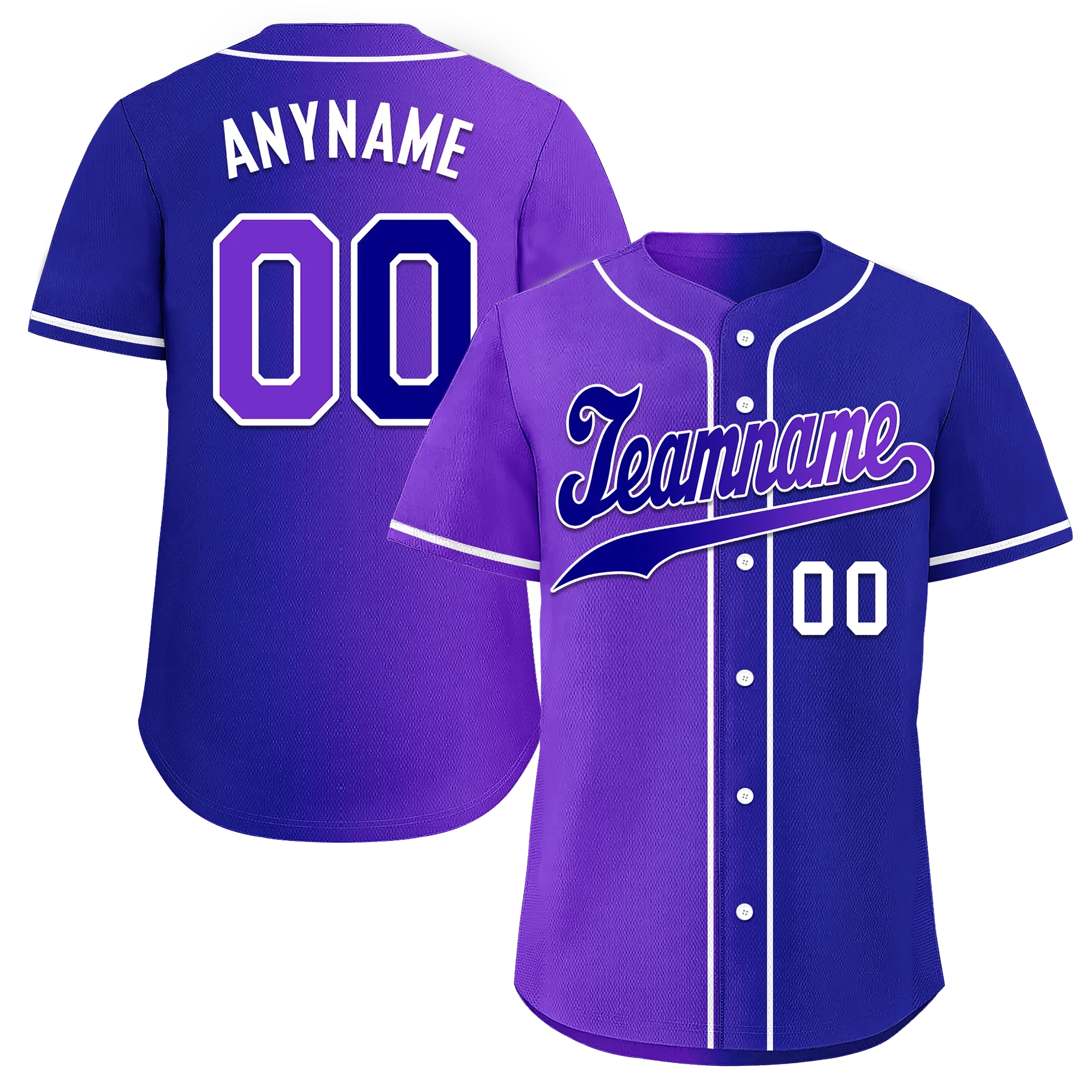 Custom Purple Blue Gradient Fashion Personalized Authentic Baseball Jersey BSBJ01-D0a7a0b - Coolcustomize