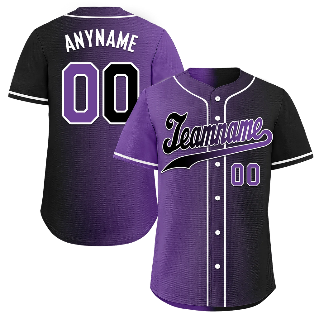 Custom Purple Black Gradient Fashion Personalized Authentic Baseball Jersey BSBJ01-D0a7090 - Coolcustomize