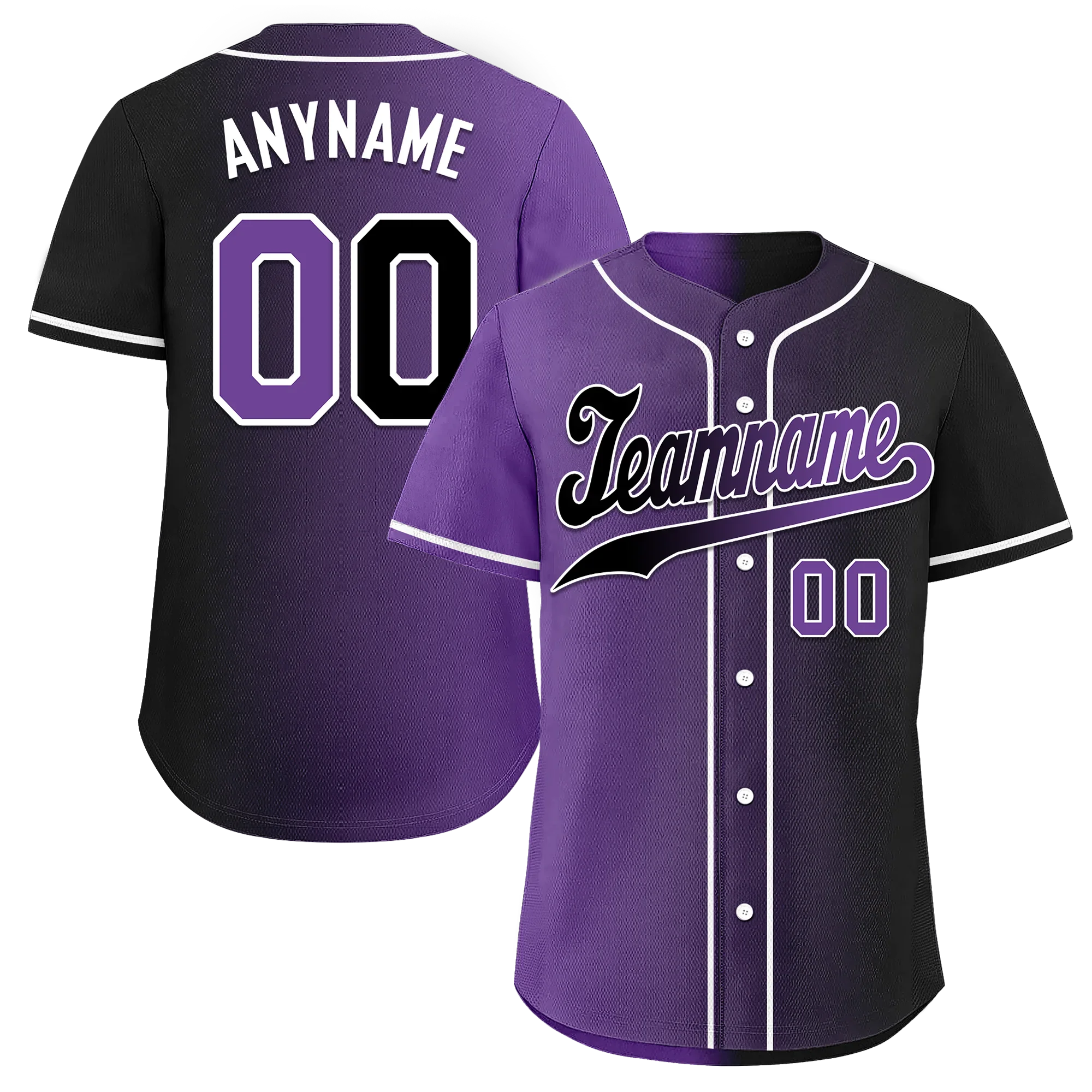 Custom Purple Black Gradient Fashion Personalized Authentic Baseball Jersey BSBJ01-D0a7090 - Coolcustomize