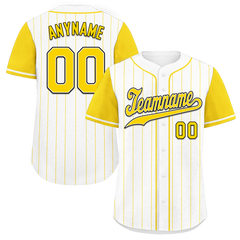 Custom White Yellow Stripe Fashion Personalized Authentic Baseball Jersey BSBJ01-D017241