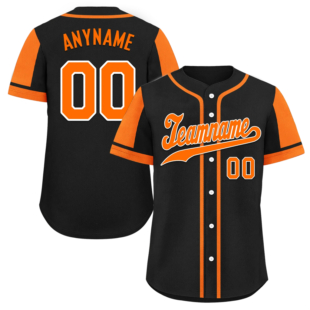 Custom Black Orange Raglan Sleeves Personalized Authentic Baseball Jersey BSBJ01-D017170 - Coolcustomize