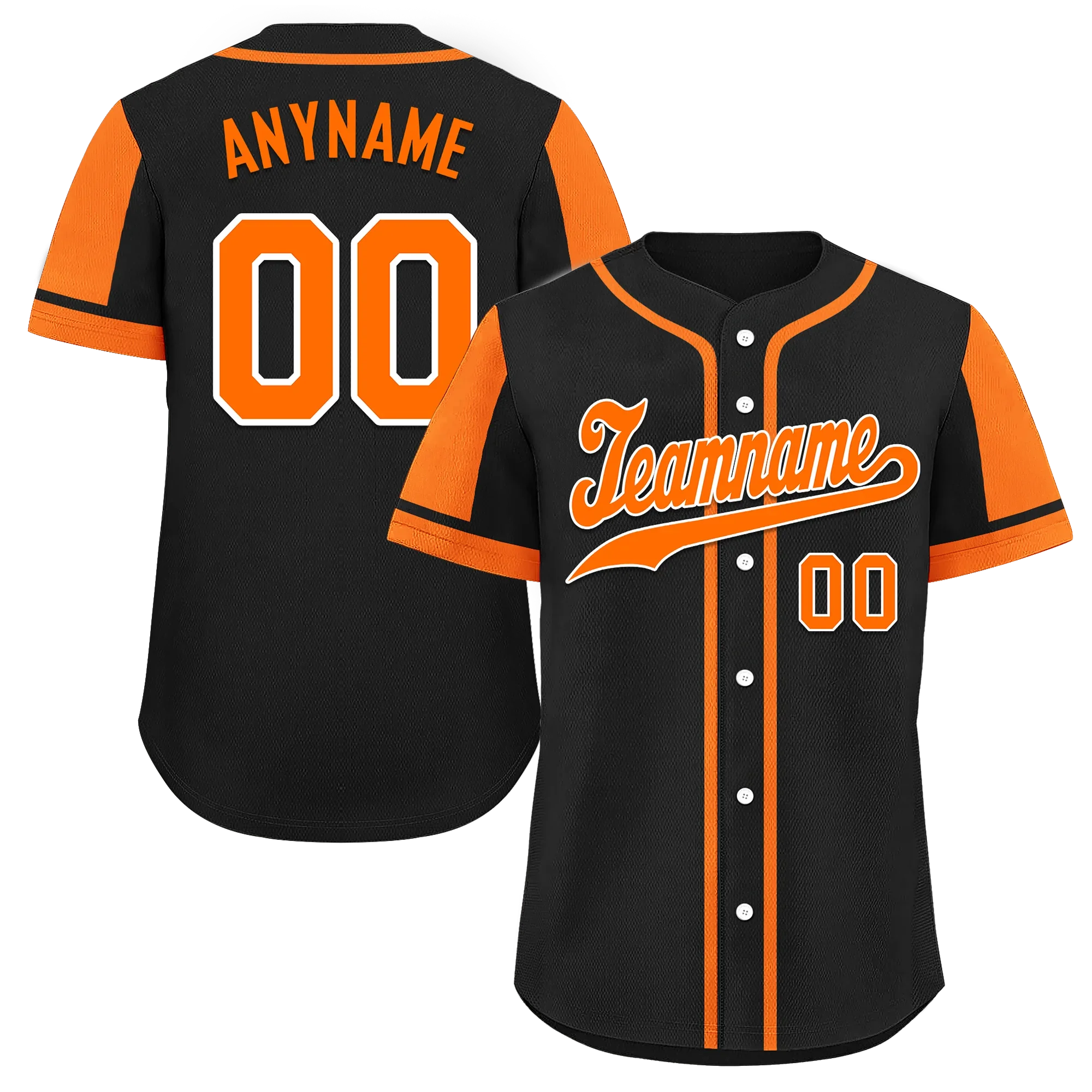 Custom Black Orange Raglan Sleeves Personalized Authentic Baseball Jersey BSBJ01-D017170 - Coolcustomize