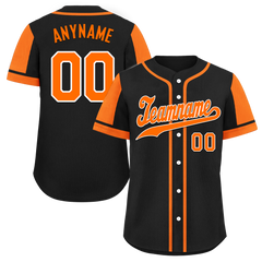 Custom Black Orange Raglan Sleeves Personalized Authentic Baseball Jersey BSBJ01-D017170