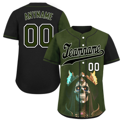 Custom Green Black Skull Fashion Personalized Authentic Baseball Jersey BSBJ01-D017152