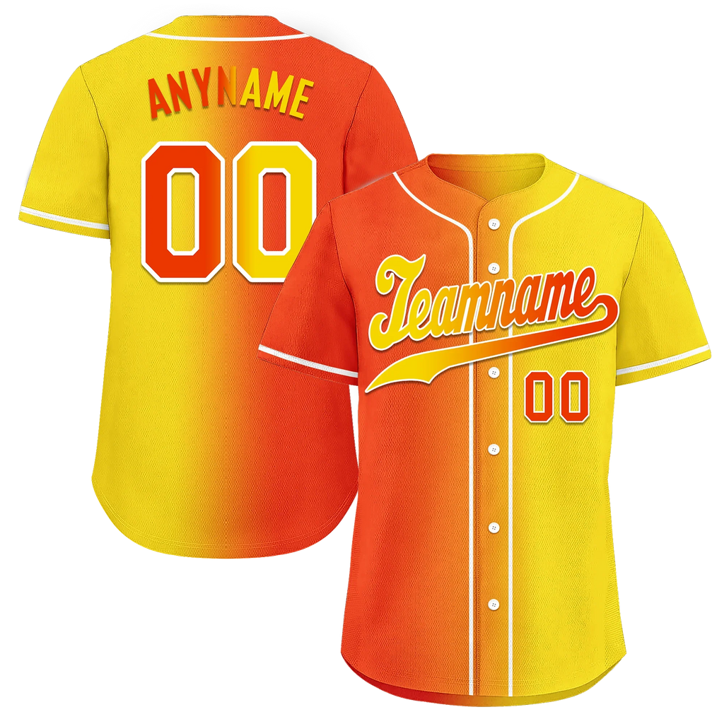 Custom Orange Yellow Gradient Fashion Personalized Authentic Baseball Jersey BSBJ01-D0a707e - Coolcustomize