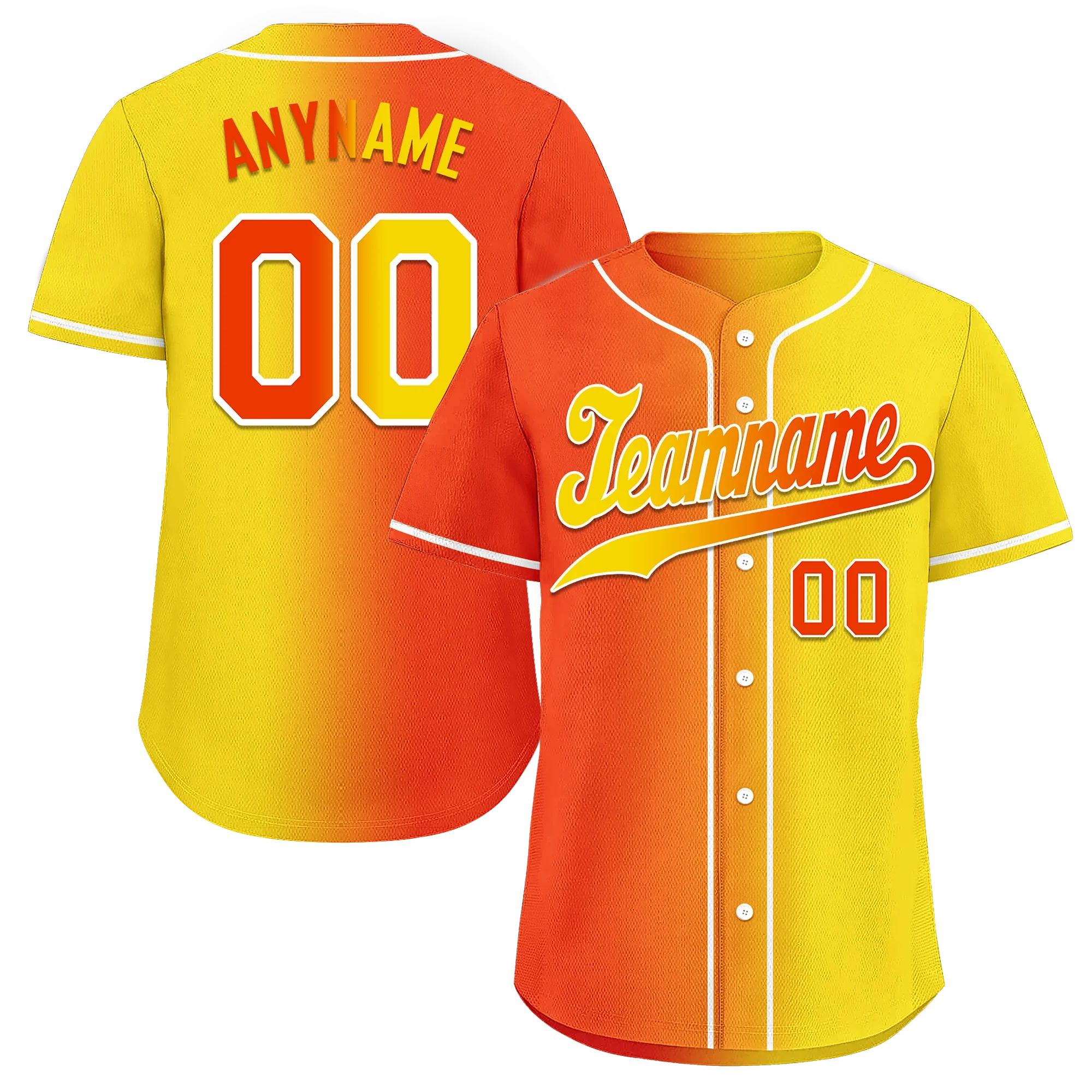Custom Orange Yellow Gradient Fashion Personalized Authentic Baseball Jersey BSBJ01-D0a707e - Coolcustomize