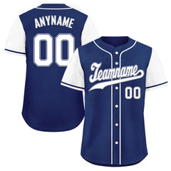 Custom Blue White Raglan Sleeves Personalized Authentic Baseball Jersey BSBJ01-D020200-6