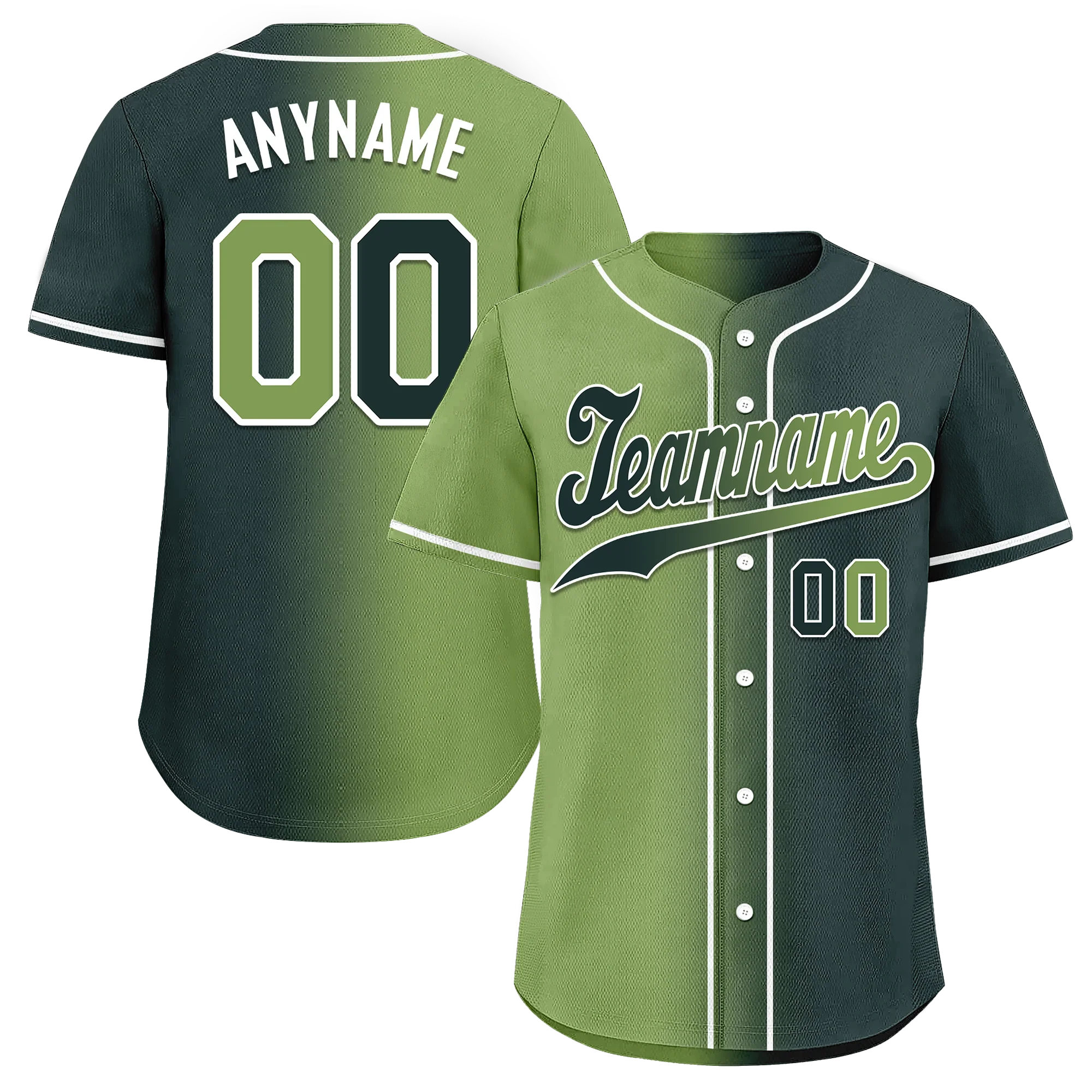 Custom Green Gradient Fashion Personalized Authentic Baseball Jersey BSBJ01-D0a708c - Coolcustomize
