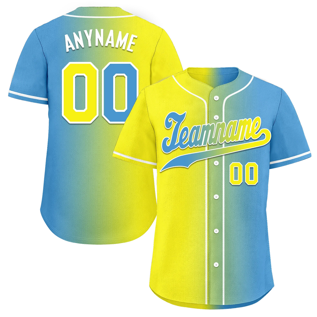 Custom Yellow Blue Gradient Fashion Personalized Authentic Baseball Jersey BSBJ01-D0a7aa0 - Coolcustomize