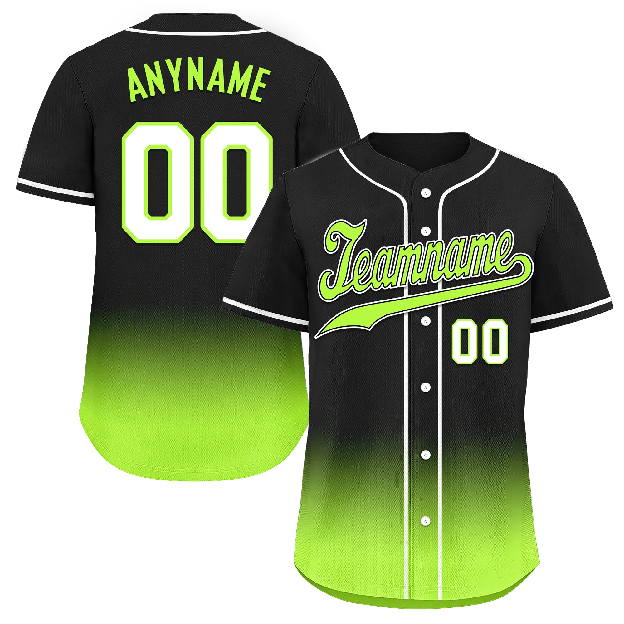 Custom Black Green Fade Fashion Personalized Authentic Baseball Jersey BSBJ01-D0a70e7 - Coolcustomize