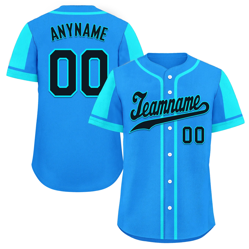 Custom Blue Cyan Raglan Sleeves Personalized Authentic Baseball Jersey BSBJ01-D017199 - Coolcustomize