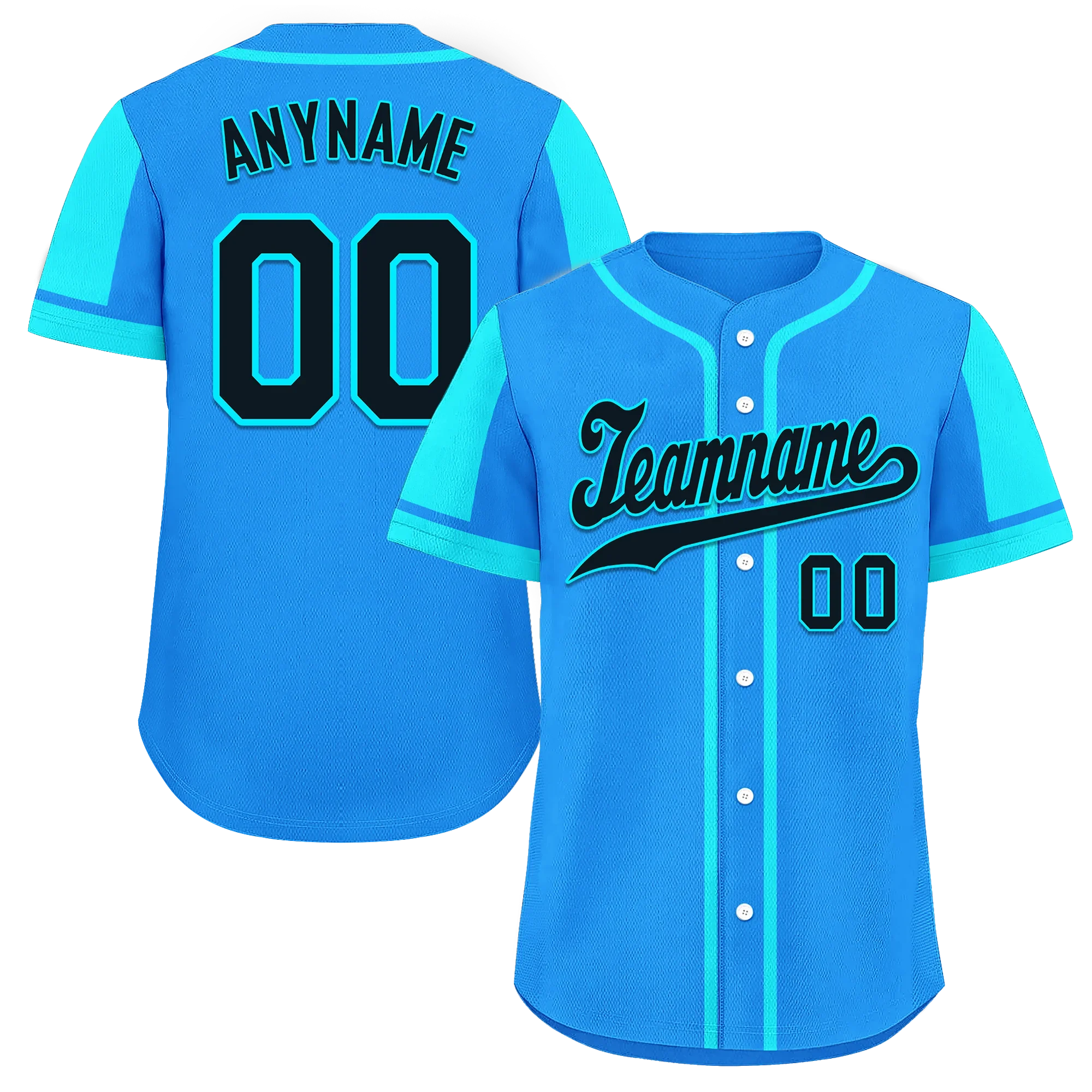 Custom Blue Cyan Raglan Sleeves Personalized Authentic Baseball Jersey BSBJ01-D017199 - Coolcustomize