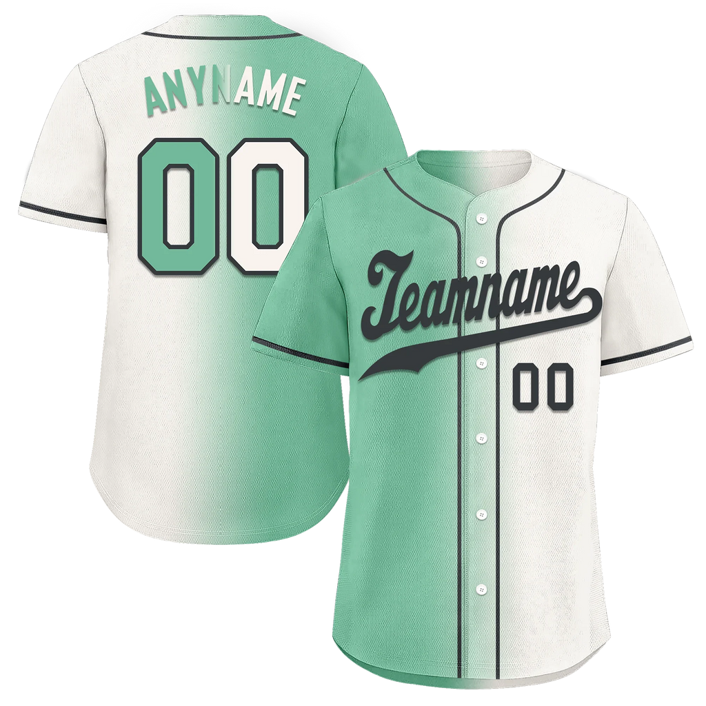 Custom Green White Gradient Fashion Personalized Authentic Baseball Jersey BSBJ01-D0a708a - Coolcustomize