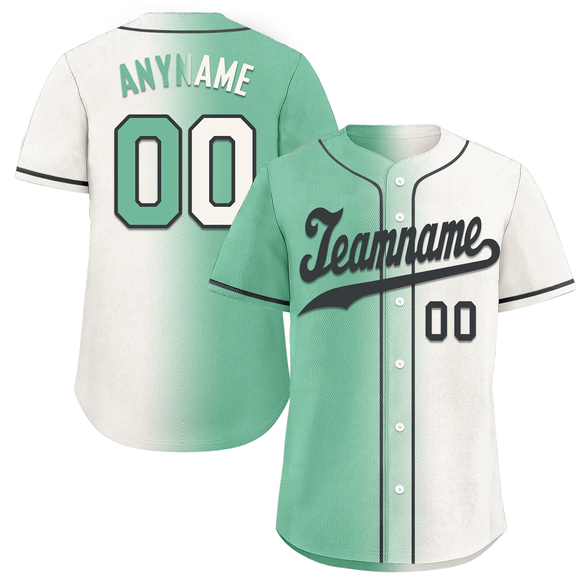 Custom Green White Gradient Fashion Personalized Authentic Baseball Jersey BSBJ01-D0a708a - Coolcustomize