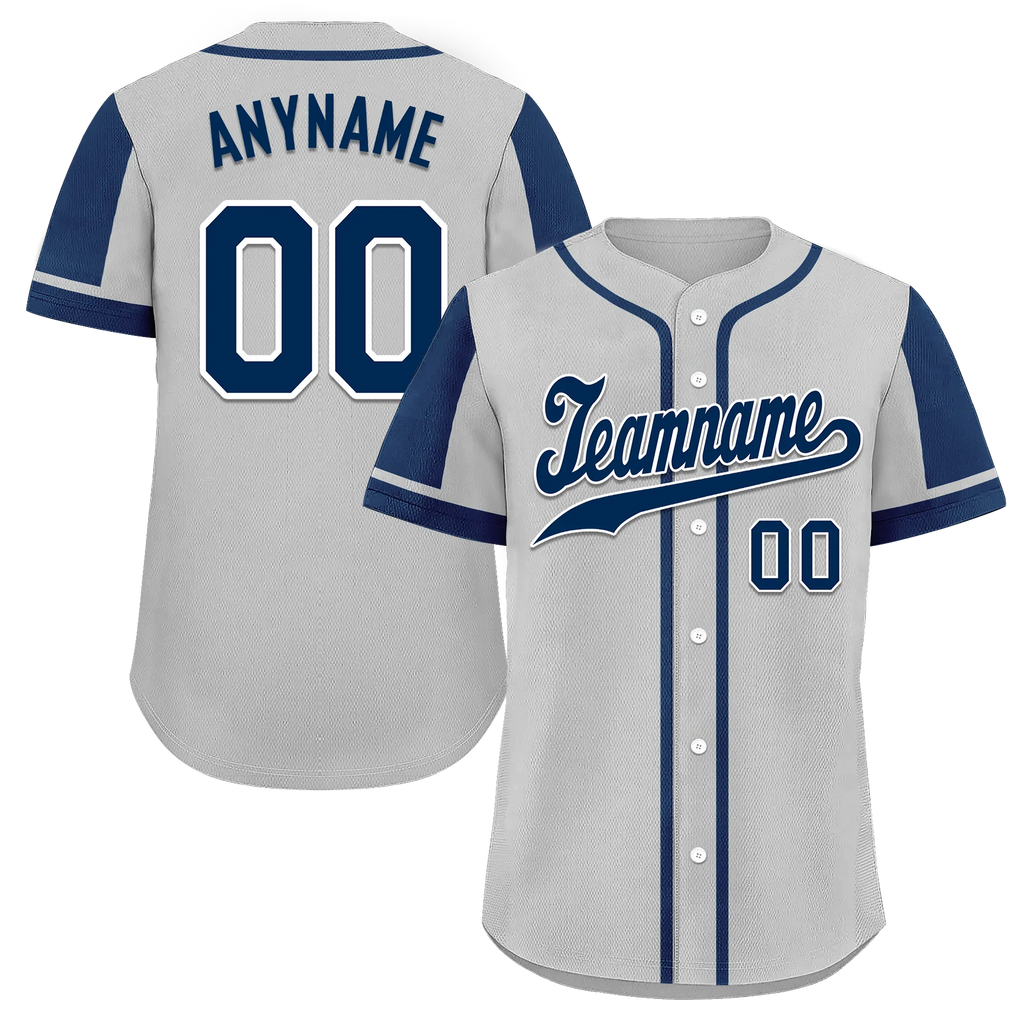 Custom Gray Blue Raglan Sleeves Personalized Authentic Baseball Jersey BSBJ01-D017178 - Coolcustomize