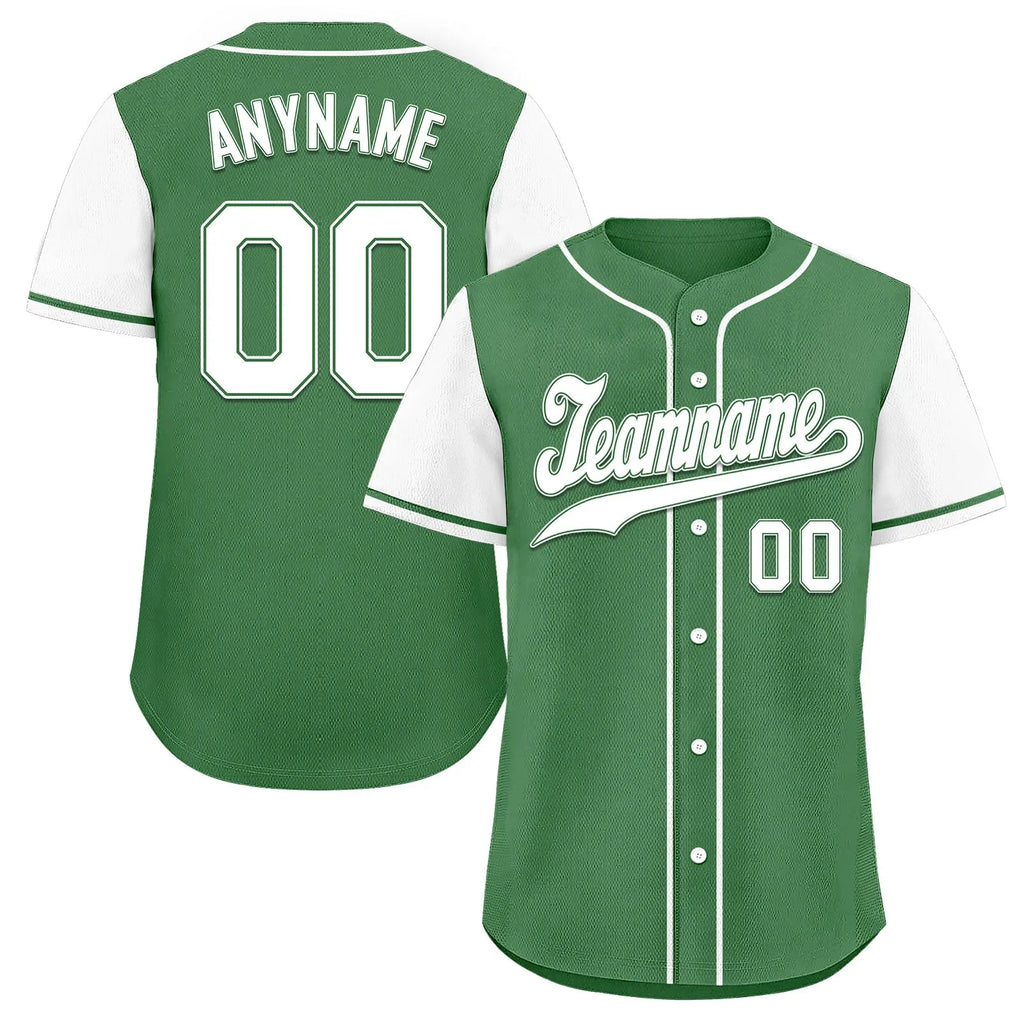 Custom Green White Raglan Sleeves Personalized Authentic Baseball Jersey BSBJ01-D020200-10 - Coolcustomize