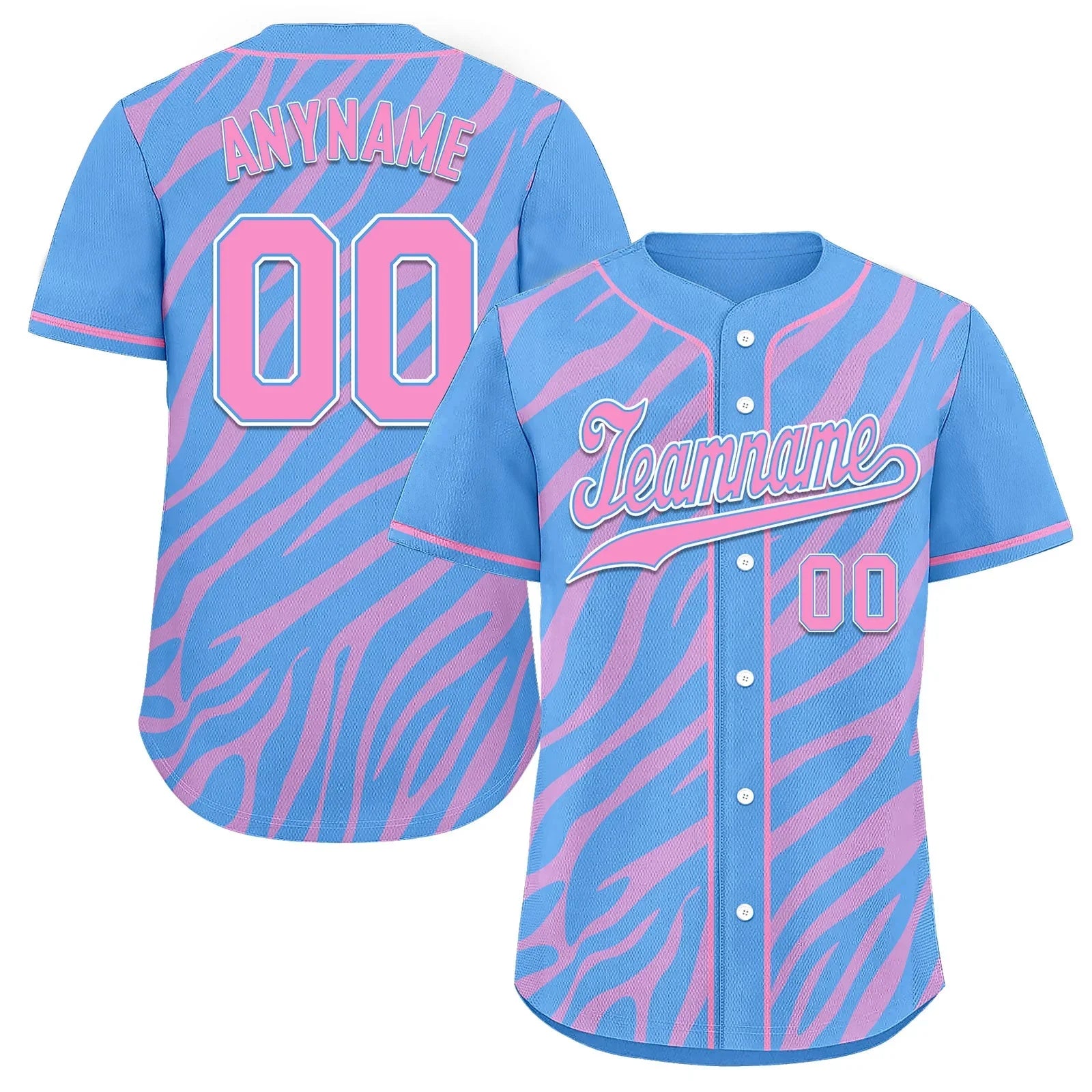Custom Blue Pink Zebra Pattern Personalized Authentic Baseball Jersey BSBJ01-D020201-17 - Coolcustomize