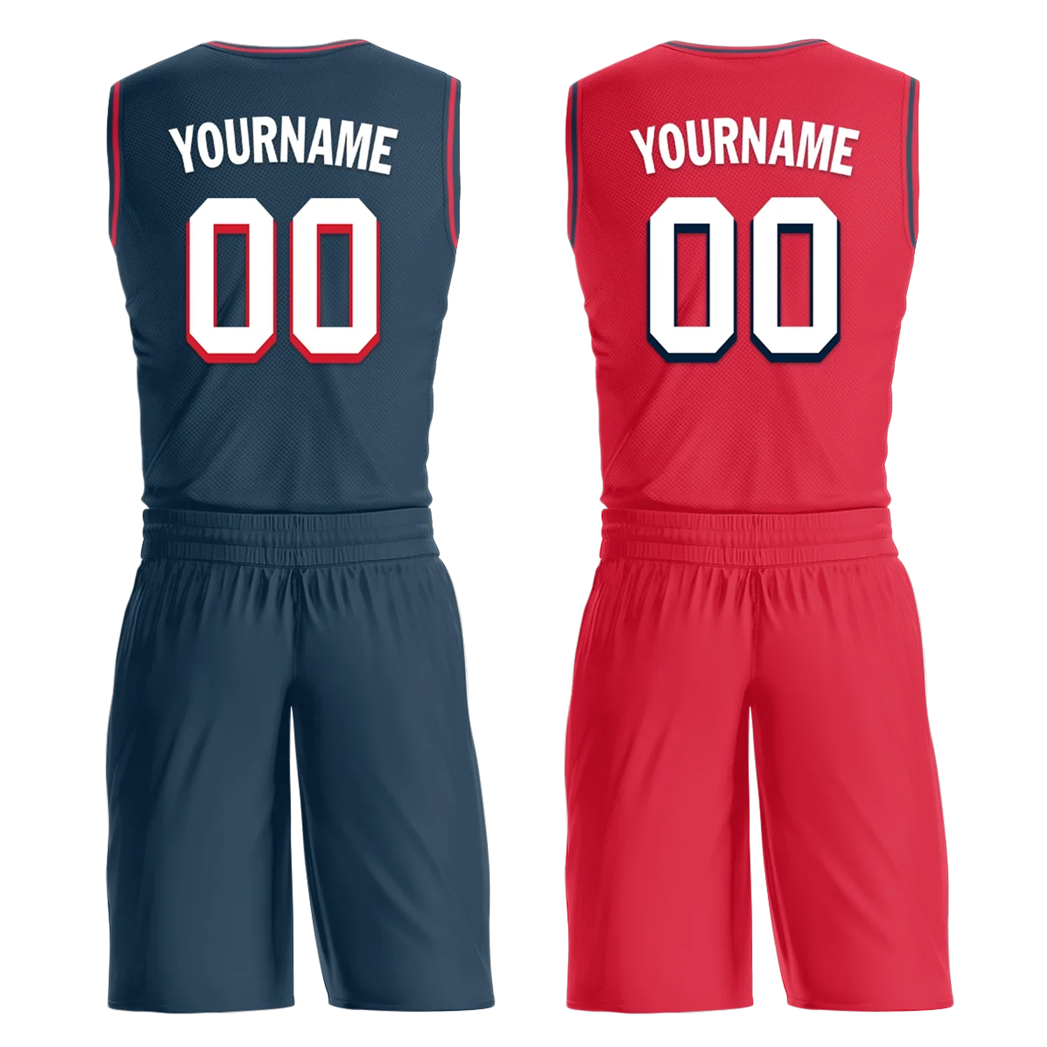 Custom Blue Red Classic Style Reversible Basketball Uniform Personalized COOLMAX BBJR-D017021 - Coolcustomize