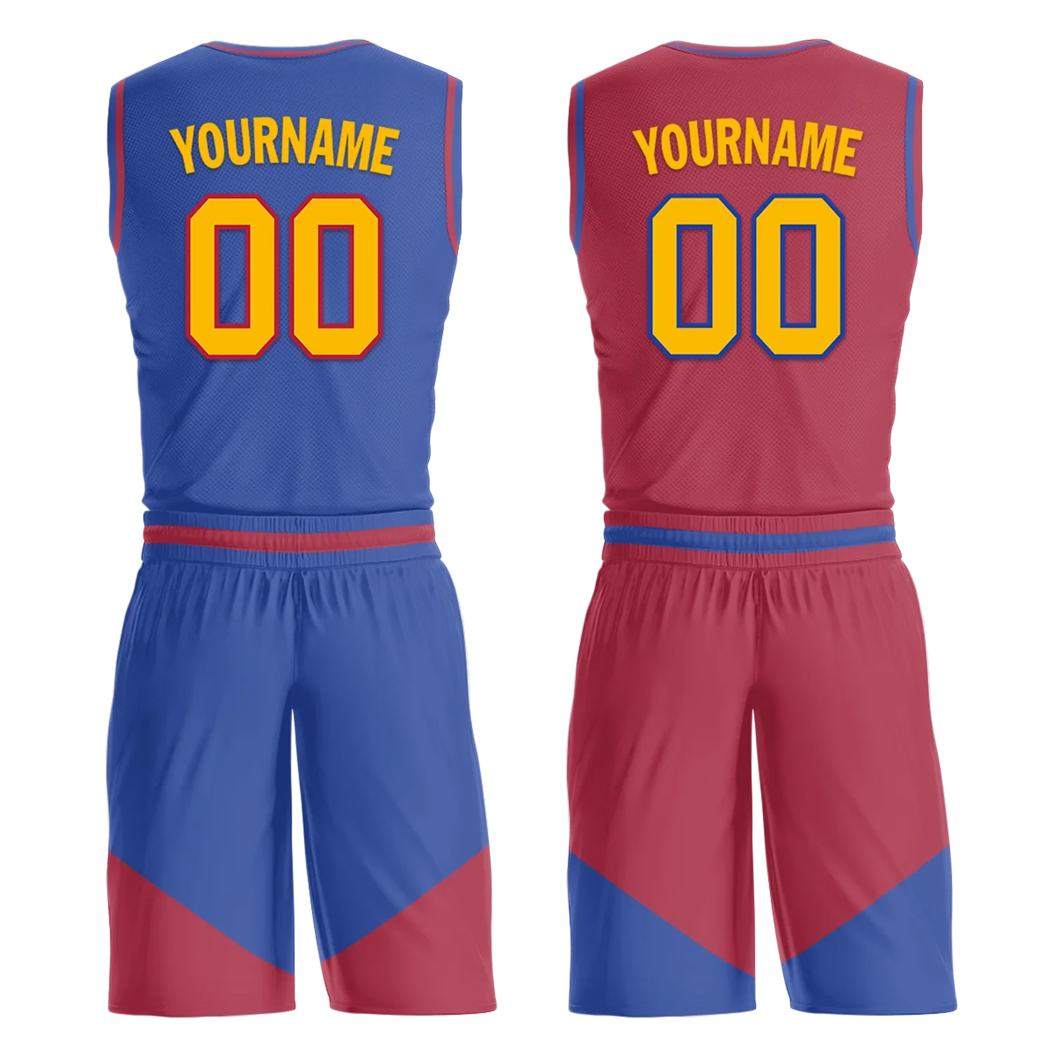 Custom Blue Red Classic Style Reversible Basketball Uniform Personalized COOLMAX BBJR-D017029 - Coolcustomize