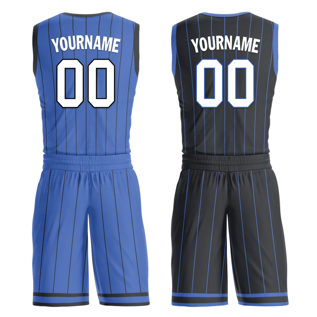 Custom Blue Black Classic Style Reversible Basketball Uniform Personalized Ordinary BBJR-D017055 - Coolcustomize