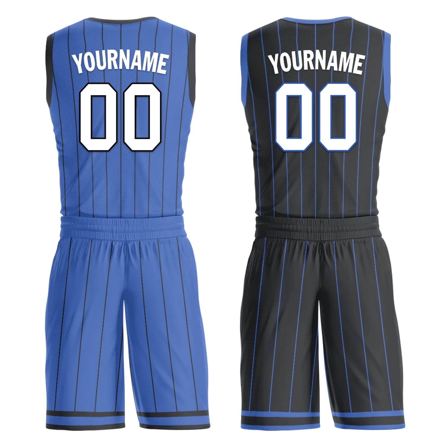 Custom Blue Black Classic Style Reversible Basketball Uniform Personalized Ordinary BBJR-D017055 - Coolcustomize
