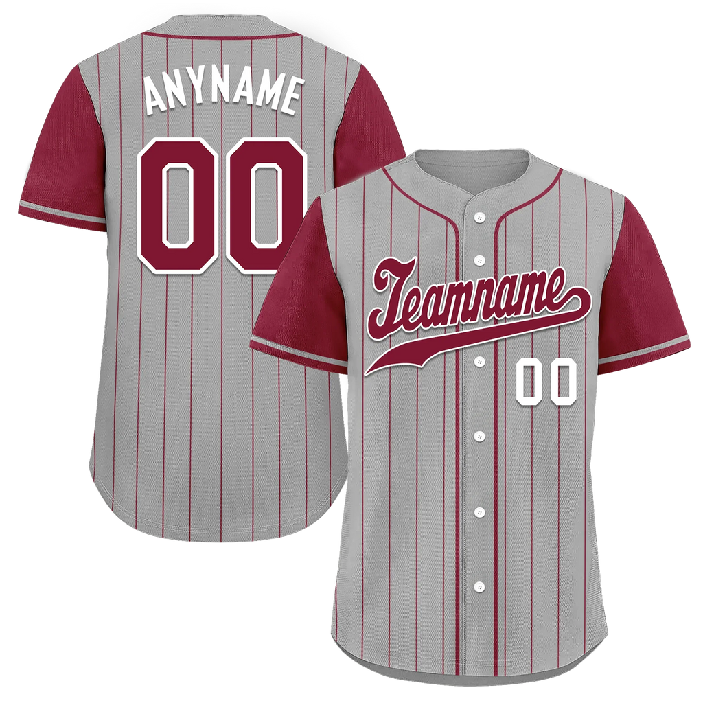 Custom Gray Red Stripe Fashion Personalized Authentic Baseball Jersey BSBJ01-D017260 - Coolcustomize